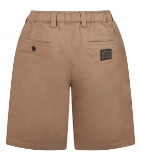 Brown short for boy with logo