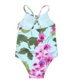 Dolce & Gabbana Kids Light-blue swimsuit for baby girl with cowbellflowers