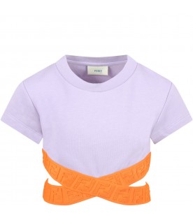 Lilac t-shirt for girl with double FF