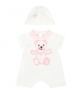 White set for baby girl with bear