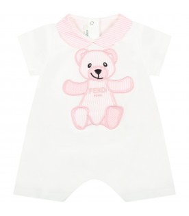 White set for baby girl with bear