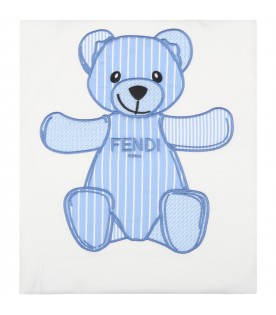 White blanket for baby boy with bear