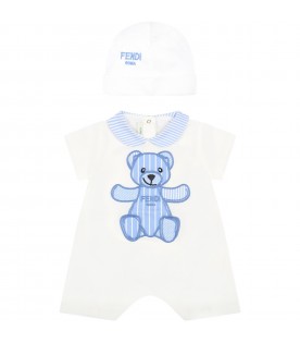 White set for baby boy with bear