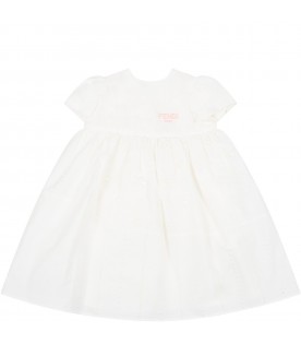 Vestito bianco per neonata con logo rosa