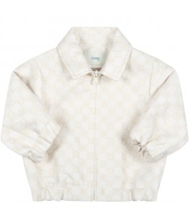 Ivory jacket for baby kids with double FF
