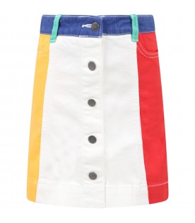 Multicolor skirt for girl with patch logo