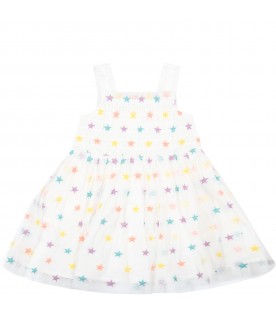 White dress for baby girl with stars