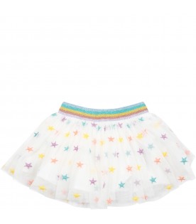 White skirt for baby girl with colorful stars