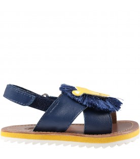 Blue sandals for baby boy with lion