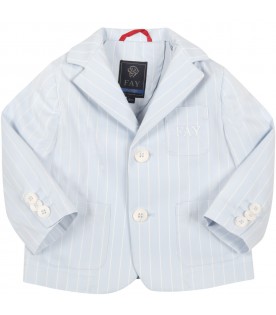 Light-blue jacket for baby boy with logo