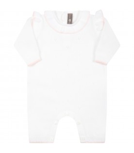White babygrow for baby girl with ruffles