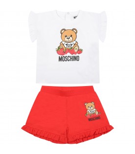 Multicolor set for baby girl with teddy bear
