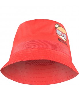 Red cloche for baby kids with Teddy bear