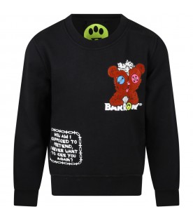 Black sweatshirt for kids with red bear and logo