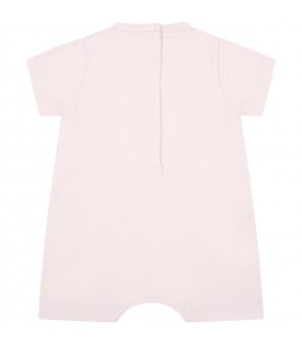 Pink romper for baby girl with logo