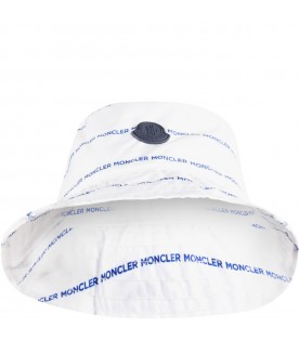 Ivory cloche for kids with blue logo
