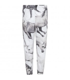 Grey sweatpants for kids with horses