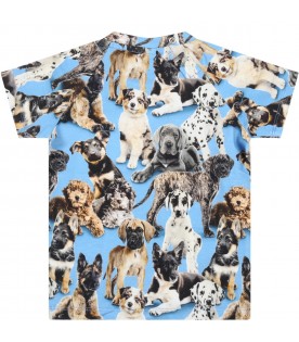 Light-blue t-shirt for babyb boy with dogs