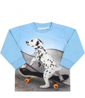 Light-blue t-shirt for baby boy with dog