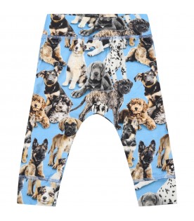Light-blue trouser for baby boy with dogs