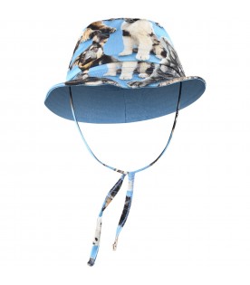 Light-blue cloche for baby boy with dogs
