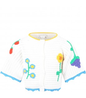 White cardigan for girl with flowers