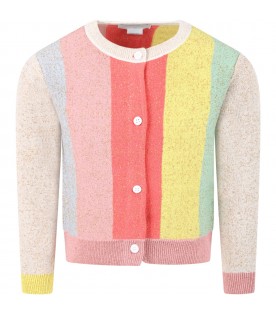 Multicolor cardigan for girl with lurex details