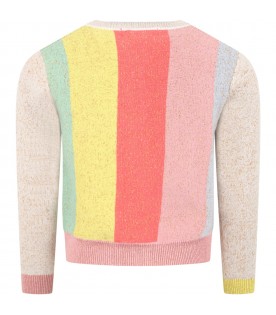 Multicolor cardigan for girl with lurex details