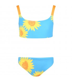 Azure bikini for girl with sunflowers