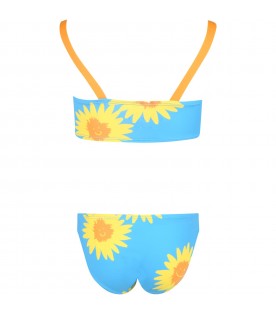 Azure bikini for girl with sunflowers