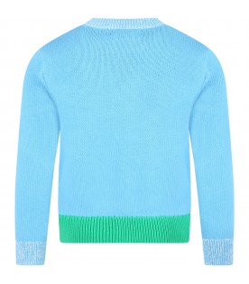 Light-blue sweater for boy with crocodile