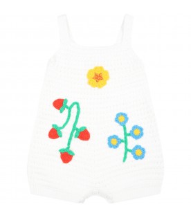 White romper for baby girl with flowers