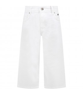 White jeans for girl with logo