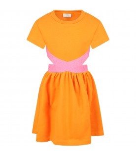 Vestito arancione per bambina con doppia FF