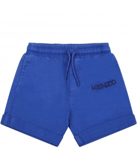 Blue short for baby boy with logo