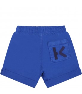 Blue short for baby boy with logo