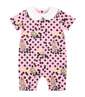 Pink romper for baby girl with logo and Minions