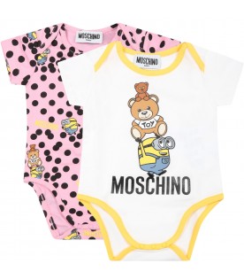 Multicolor set for baby girl with Minions and Teddy Bear