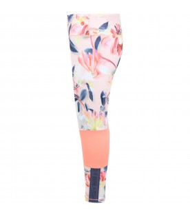 Pink leggings for girl with flowers