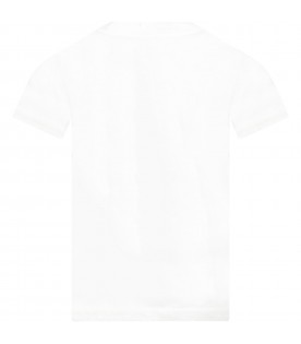 T-shirt bianca per bambino con iconica stampa