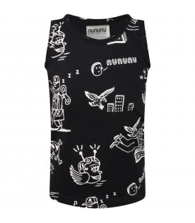 Black tank top for kids with logos