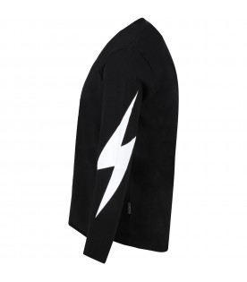 Black t-shirt for boy with thunderbolt