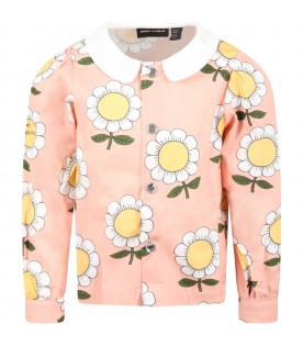 Camicia rosa per bambina con fiori