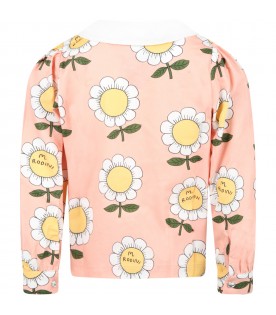 Pink shirt for girl with flowers