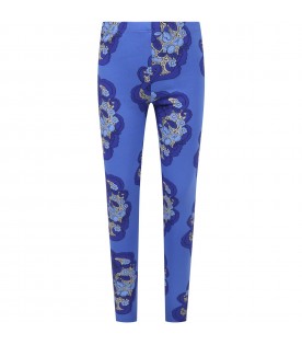 Blue leggings for girl with flowers