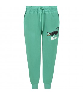 Green sweatpant for boy with crocodile
