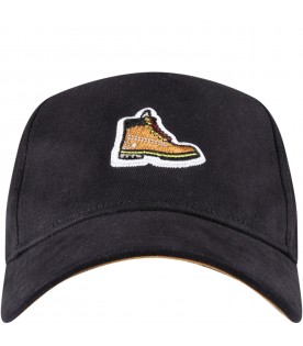 Black hat for kids with iconic shoe