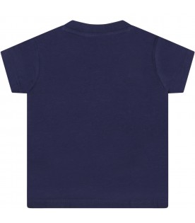 Blue t-shirt for baby boy with animals
