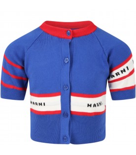 Blue cardigan for kids with logos
