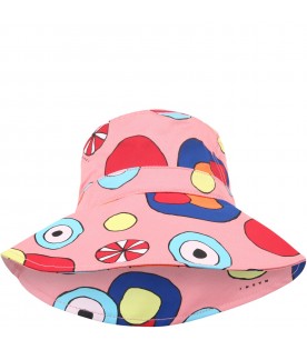 Pink cloche for girl with prints